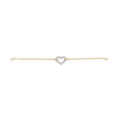 10K Two Tone Gold 1/4 Cttw Diamond Encrusted Heart Charm 7" Bracelet