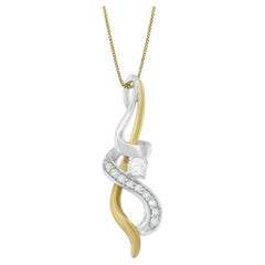 10K Two-tone Gold 1/5 Carat Diamond Intertwined Swirl Pendant Necklace