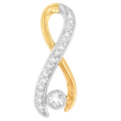 10k zweifarbiges Gold 1/5 Cttw Diamant-Halskette mit strahlender Schleifenanhänger 'H-I, I1-I2'