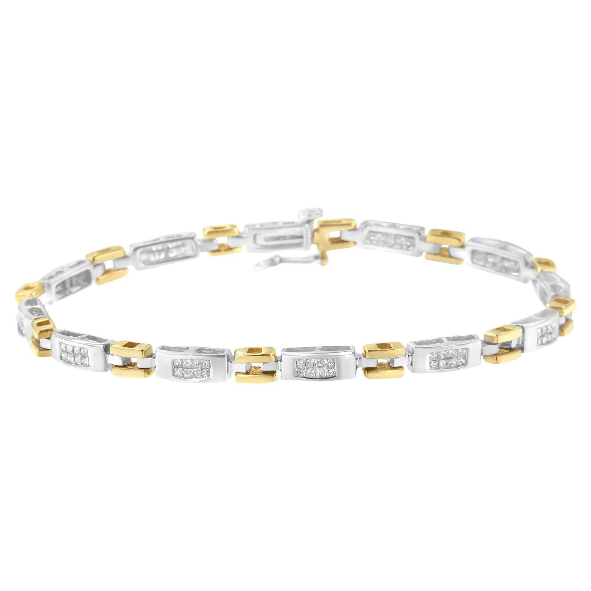 10K Two-Tone Gold 1.00 Carat Diamond Link Bracelet