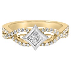 10K Two Tone Gold 2/3 Cttw Diamond Kite and Twist Shank Ring