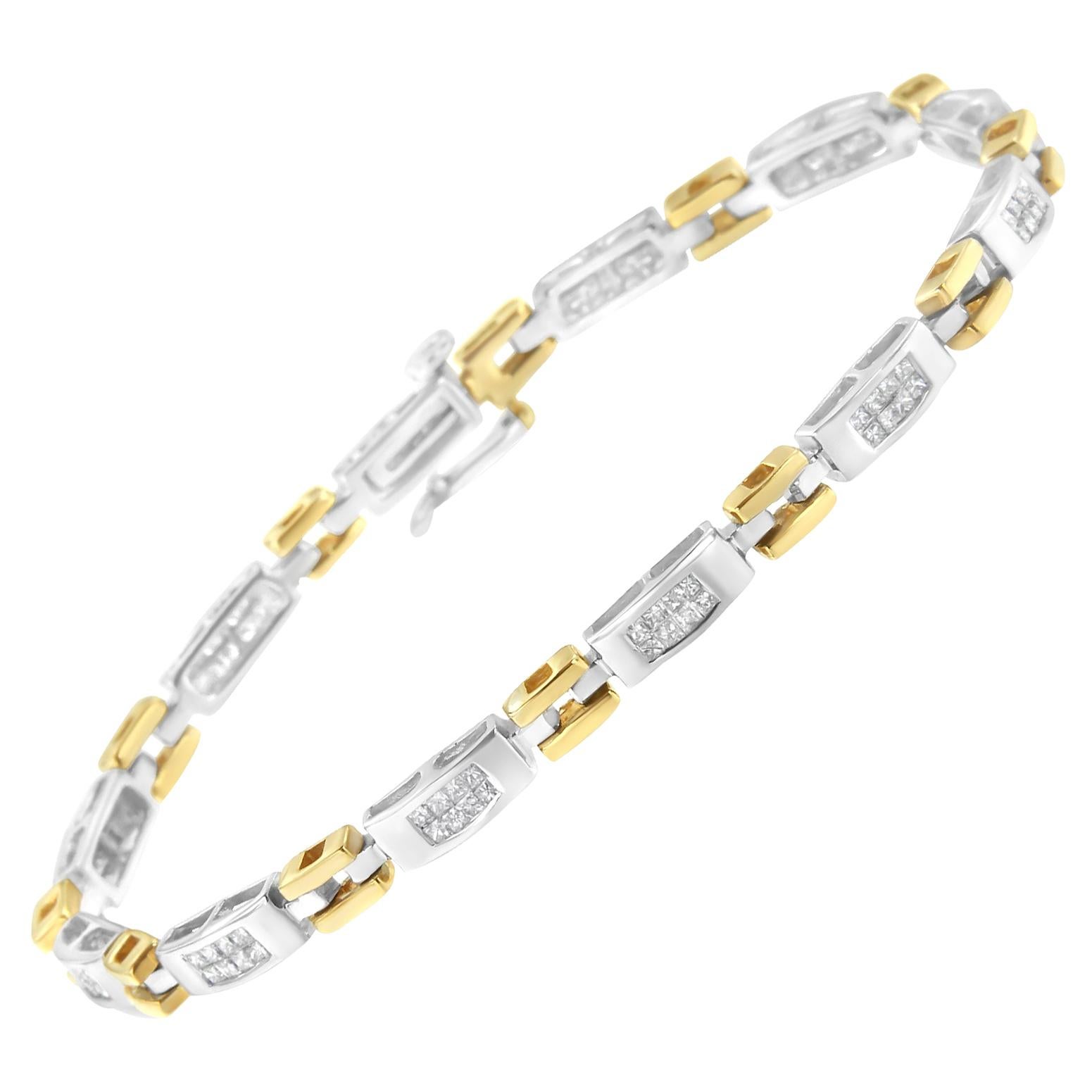 10K Two-Tone Gold 1.00 Carat Diamond Link Bracelet