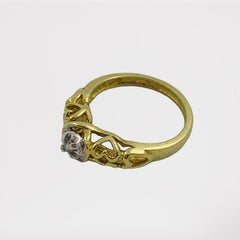 10 Karat Two-Tone Small Diamond Engagement Ring Charm Pendant