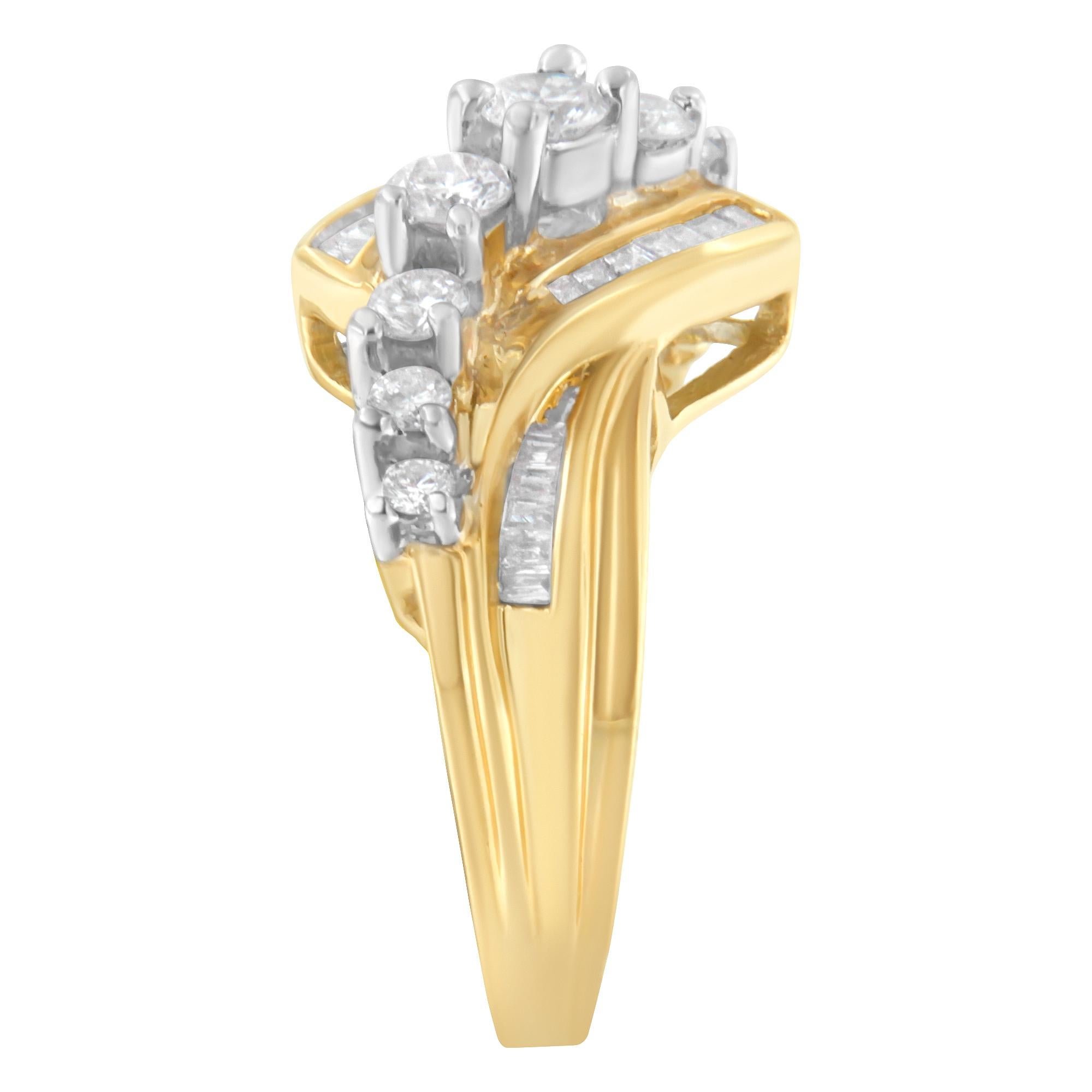 For Sale:  10K Two-Toned 1.00 Carat Diamond Bypass Ring 6