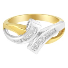 10K Two Toned Channel-Set Diamond Bypass Ring (1/4 cttw, I-J Color, I2 Clarity)