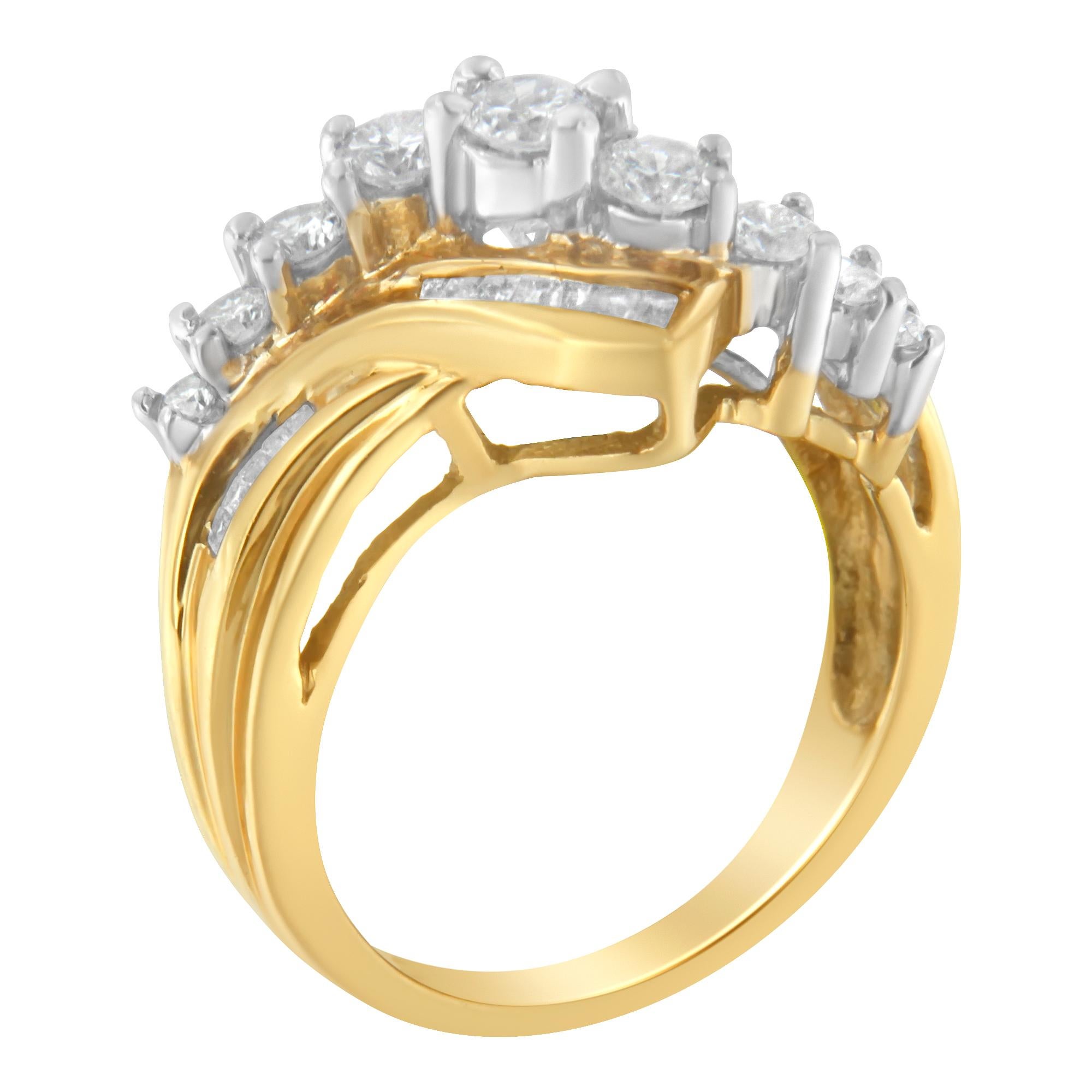 Anillo Bypass de Diamantes Bicolor de 10K (1 qt, color H-I, pureza SI2-I1) Corte redondo