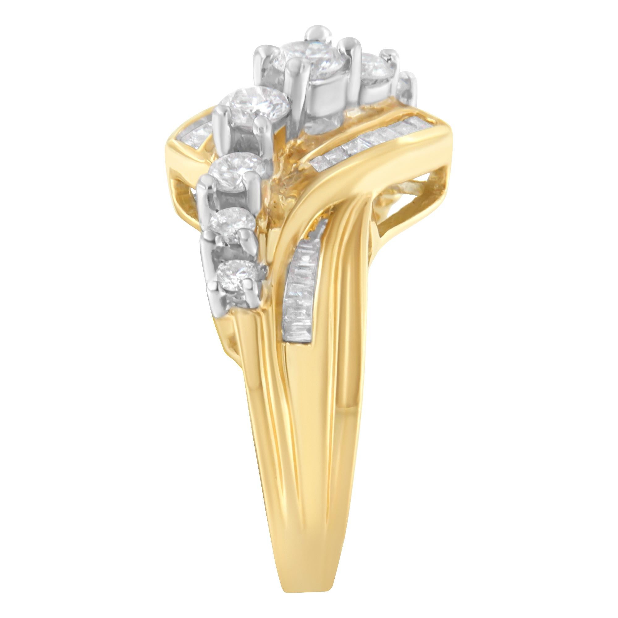 Anillo Bypass de Diamantes Bicolor de 10K (1 qt, color H-I, pureza SI2-I1) en Nuevo Estado en New York, NY