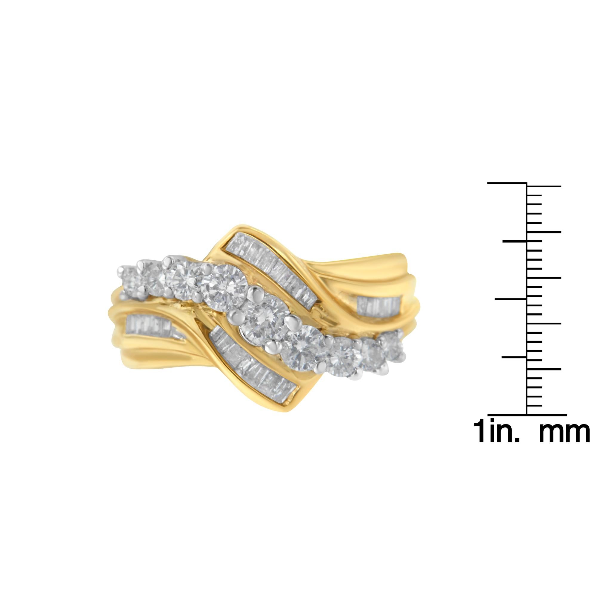De las mujeres Anillo Bypass de Diamantes Bicolor de 10K (1 qt, color H-I, pureza SI2-I1)