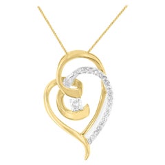 10K Two-Toned Gold 1/5 Carat Diamond Swirl Heart Pendant Necklace 'I-J, I1-I2'