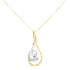 10k Two-Toned Gold 1/6 Carat Diamond Spiral Pendant Necklace