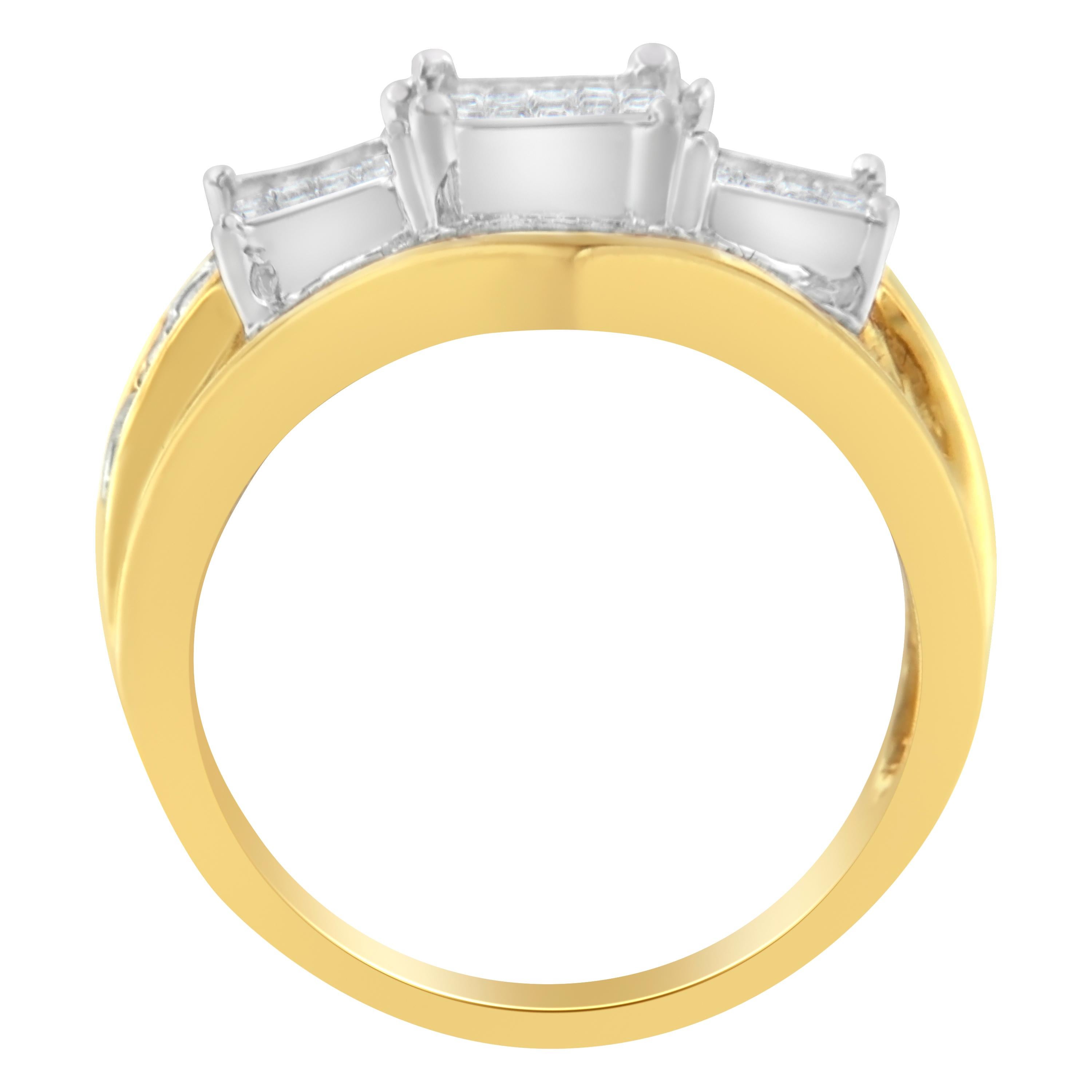 Contemporary 10K Two-Toned Gold 1.0 Carat Diamond Ring For Sale