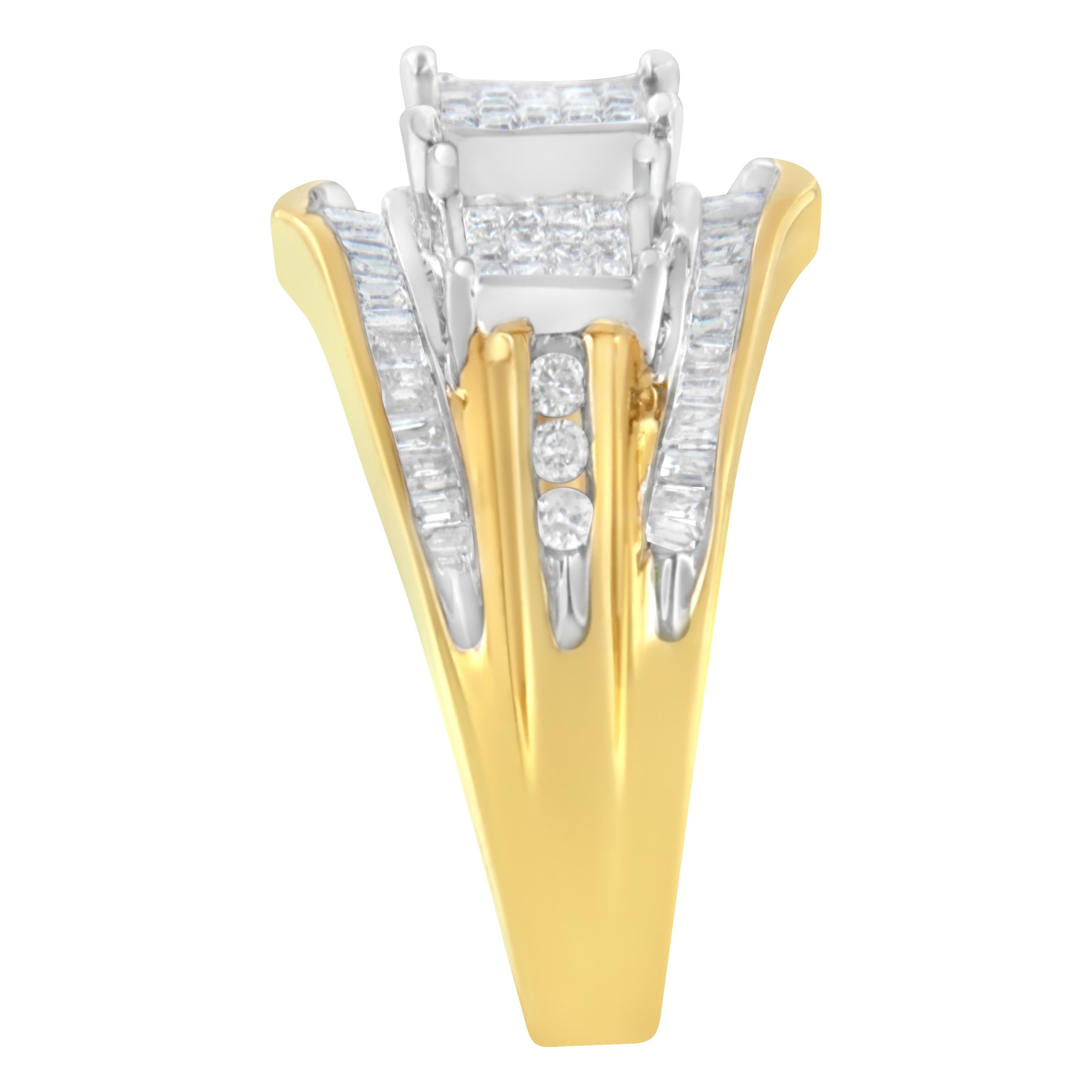 Bague en or bicolore 10 carats avec diamants de 1,0 carat Neuf - En vente à New York, NY