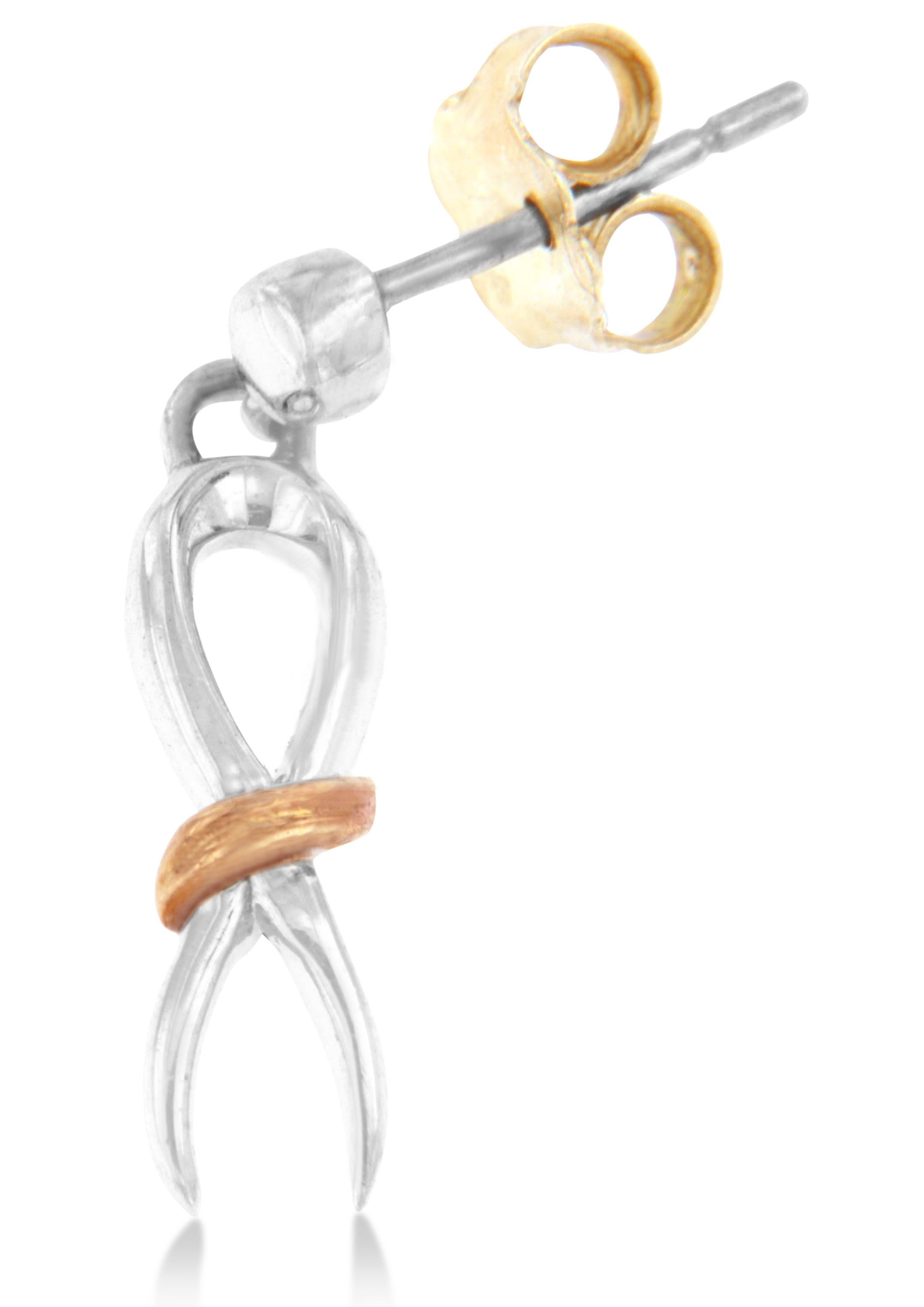 10K zweifarbige Gold-Ohrringe aus versilbertem Sterlingsilber mit Awareness-Bändern (Zeitgenössisch) im Angebot