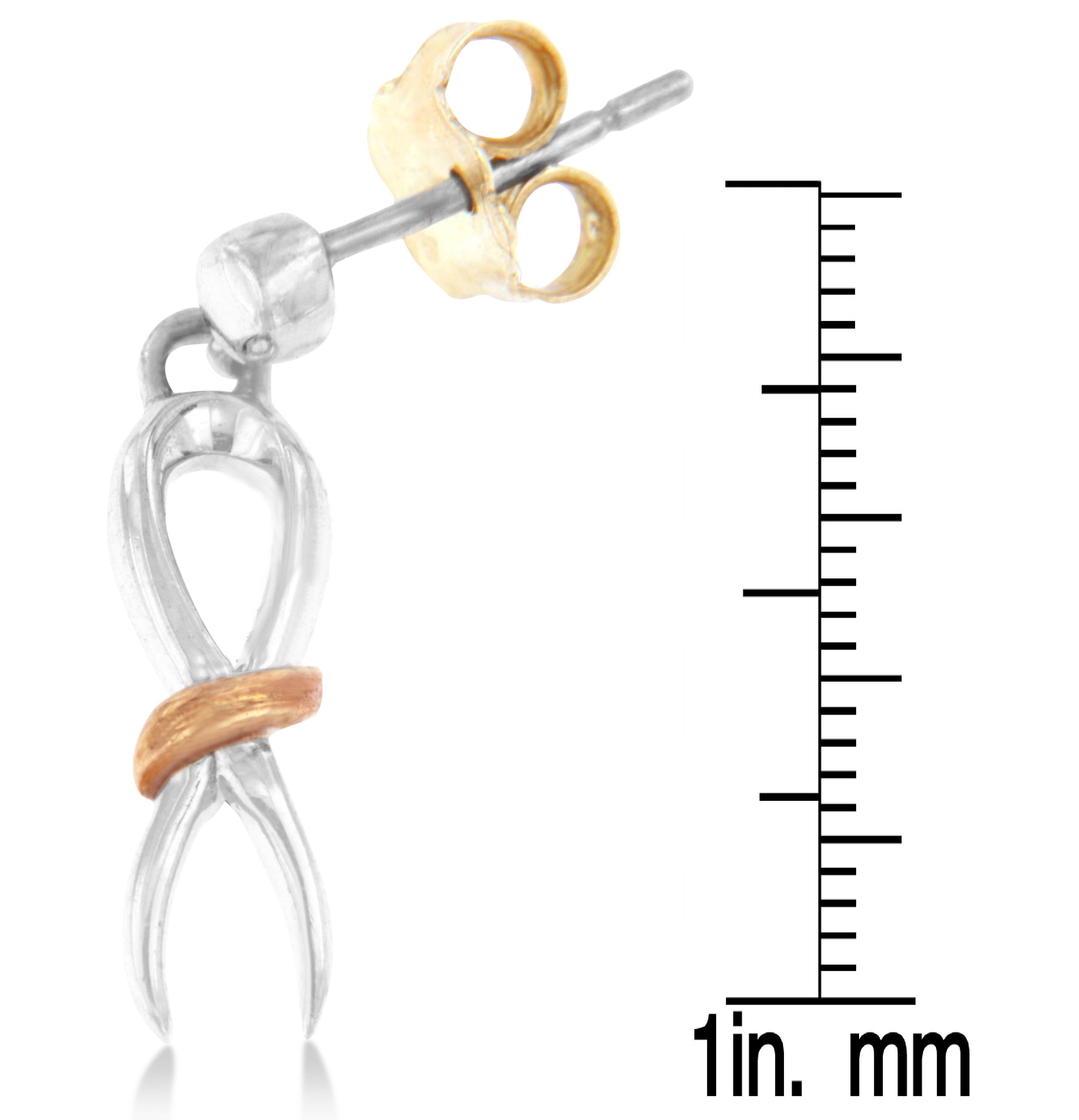 10K zweifarbige Gold-Ohrringe aus versilbertem Sterlingsilber mit Awareness-Bändern im Zustand „Neu“ im Angebot in New York, NY