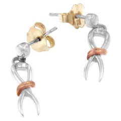 10K zweifarbige Gold-Ohrringe aus versilbertem Sterlingsilber mit Awareness-Bändern