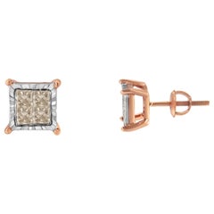 10K Two-Toned Princess-Cut Composite 1/2 Carat Diamond Stud Earrings