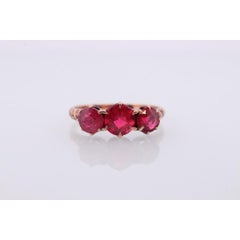 10k Victorian Claw Set Garnet. Antique 10k Rose Gold round trio Triology three