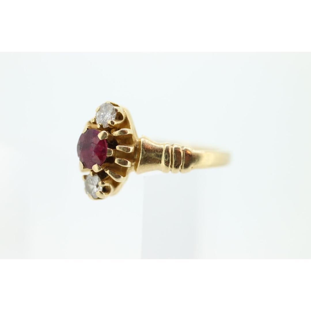 Juego de Garras Victoriano de 10 quilates RUBÍ y DIAMANTE. Oro antiguo 10k diamante granate redondo en venta 1