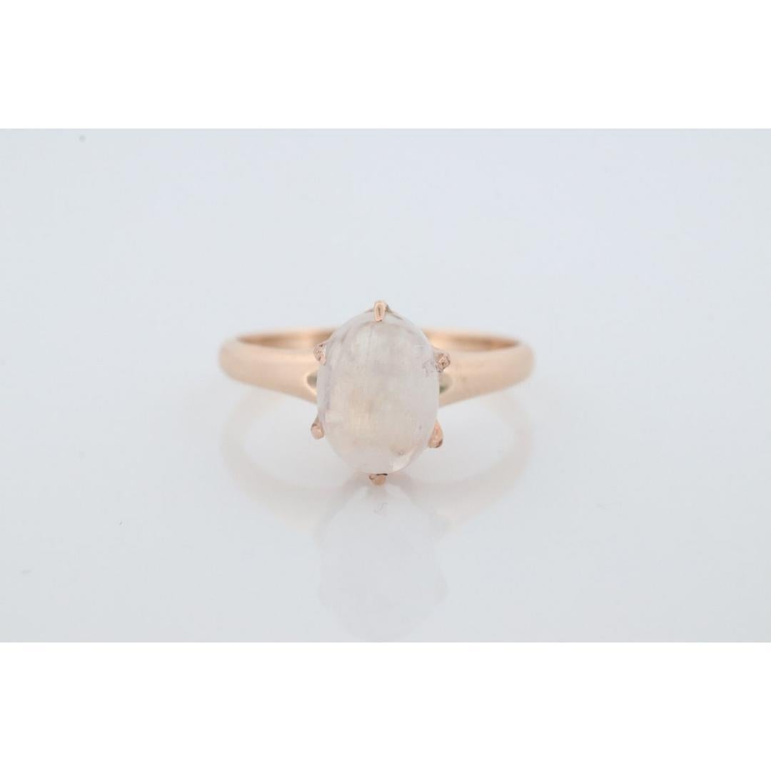 10k Victorian MOONSTONE Claw set ring. Opaque Moonstone ring. Oval Cabochon In Good Condition For Sale In Port Charlotte, FL