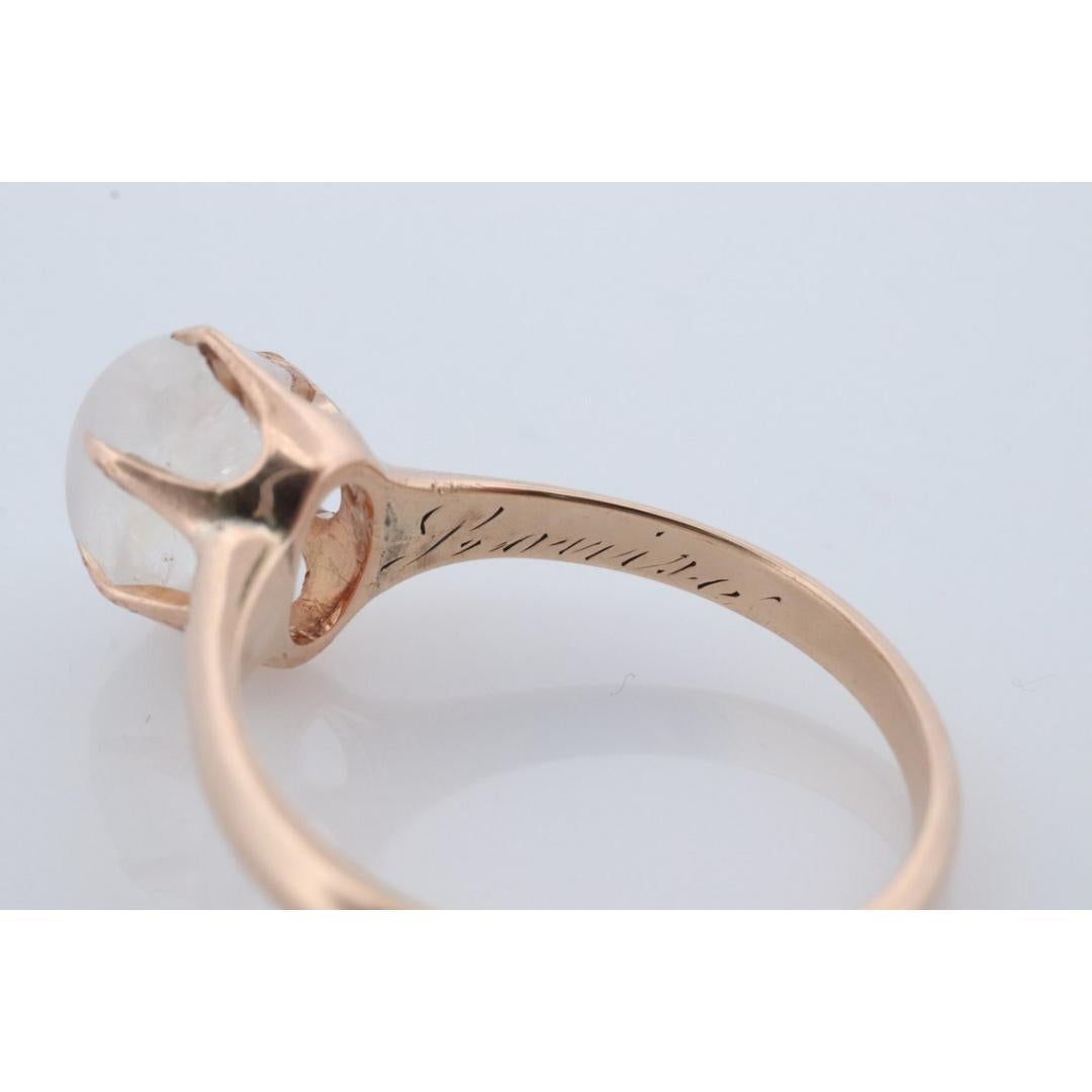 10k Victorian MOONSTONE Claw set ring. Opaque Moonstone ring. Oval Cabochon For Sale 3