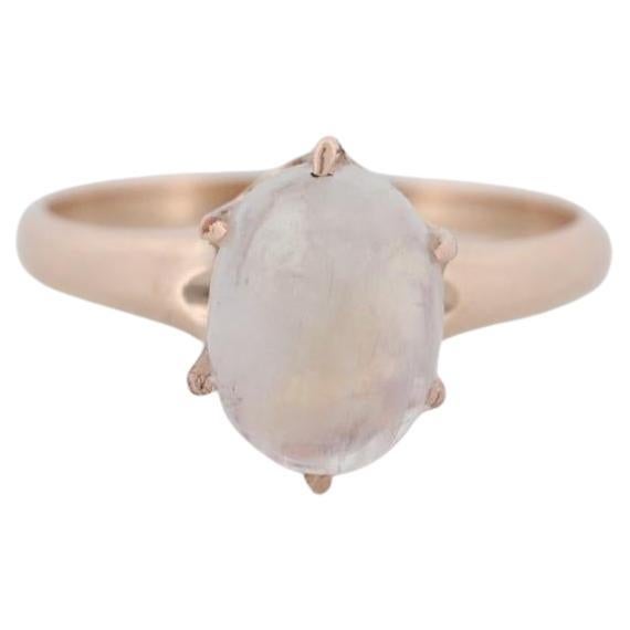 10k Victorian MOONSTONE Claw set ring. Opaque Moonstone ring. Oval Cabochon