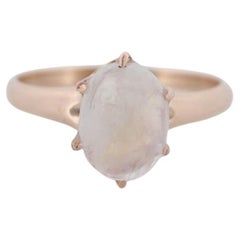 10k Victorian MOONSTONE Claw set ring. Opaque Moonstone ring. Oval Cabochon