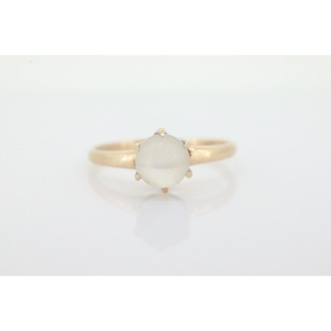 Round Cut 10k Victorian MOONSTONE Claw set ring. Sphere Moonstone ring. Victorian Claw For Sale