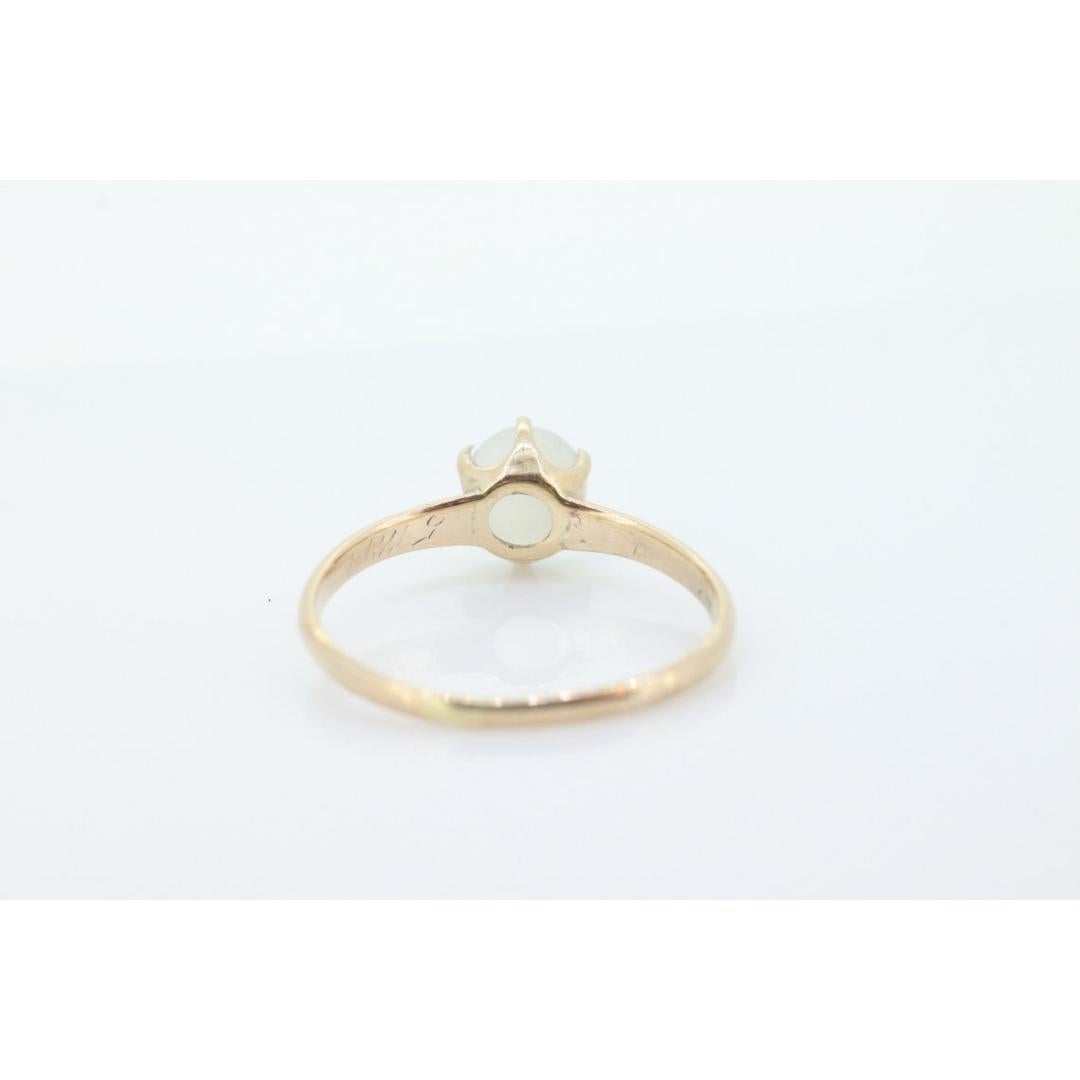 Women's or Men's 10k Victorian MOONSTONE Claw set ring. Sphere Moonstone ring. Victorian Claw For Sale