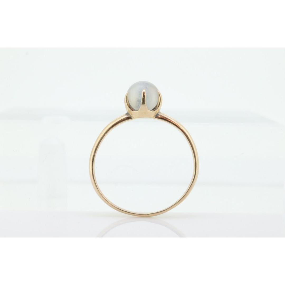 10k Victorian MOONSTONE Claw set ring. Sphere Moonstone ring. Victorian Claw For Sale 1