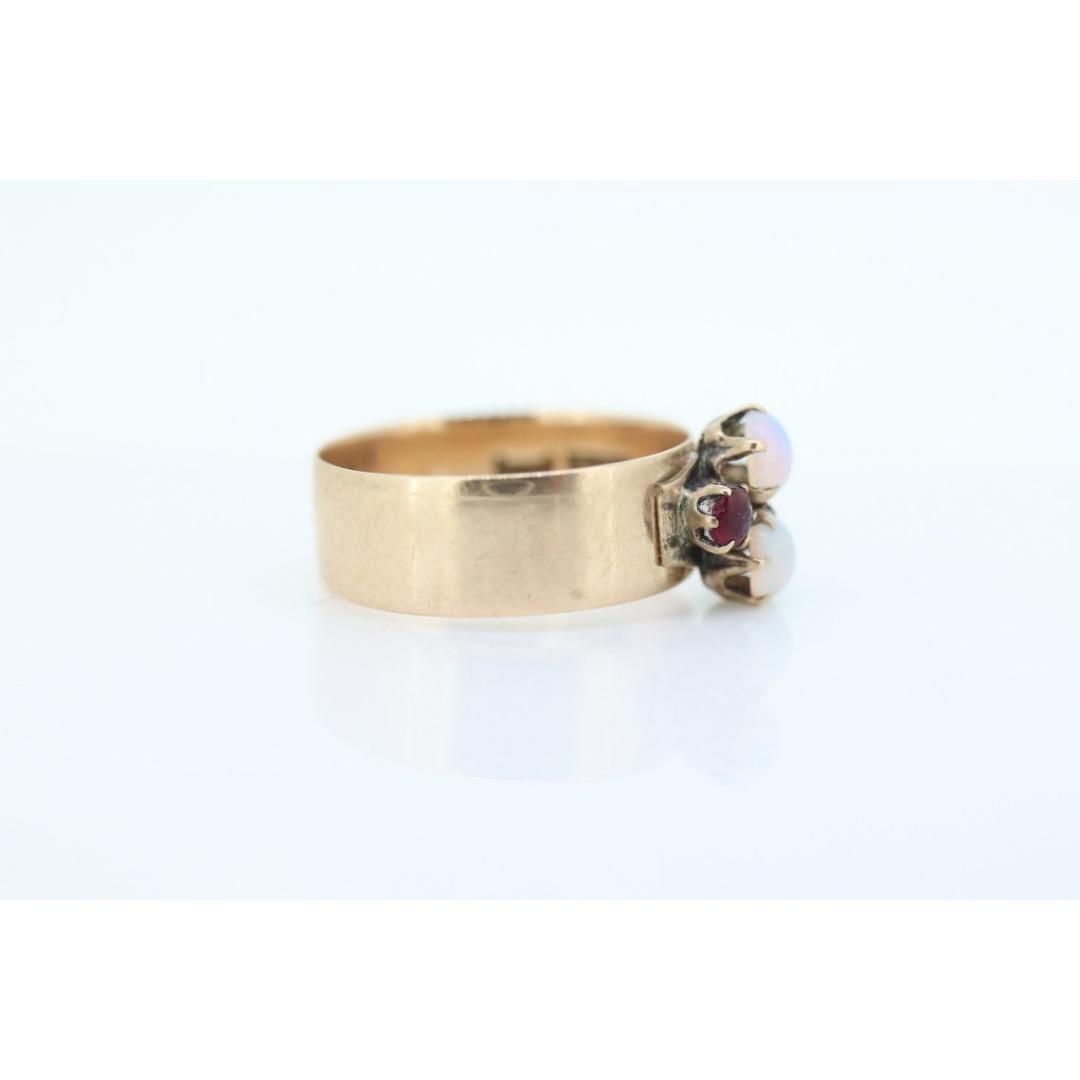 10k Victorian Opal and Garnet ring. 10k Gold Victorian claw opal ring. Wide For Sale 2