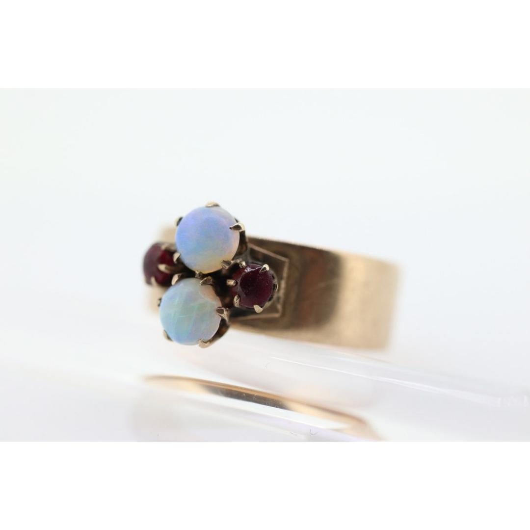 10k Victorian Opal and Garnet ring. 10k Gold Victorian claw opal ring. Wide For Sale 4