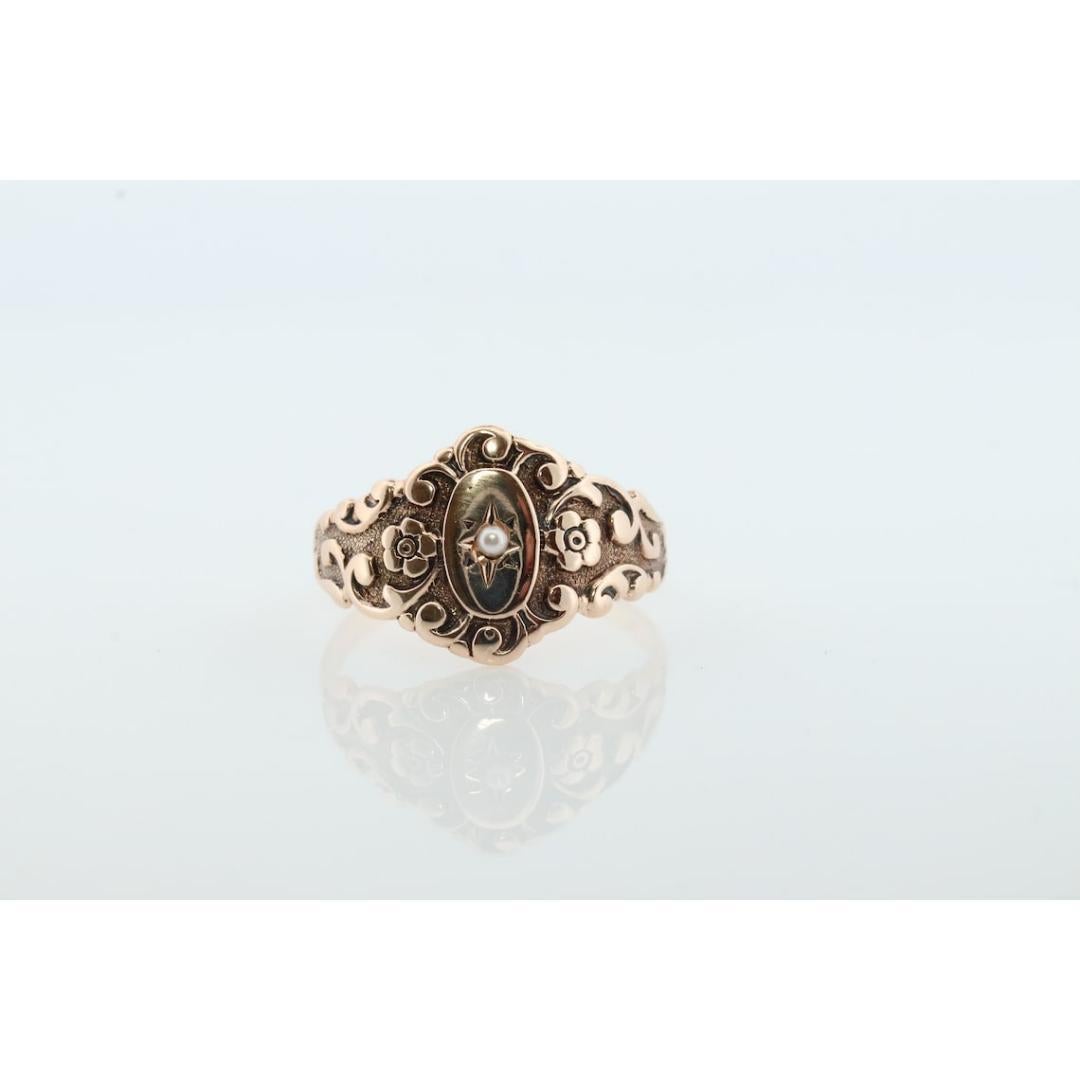 10k Victorian Pearl Seed ring. 10k Gold Victorian Carved Ornate ring. Antique 1