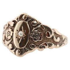 10k Victorian Pearl Seed ring. 10k Gold Victorian Carved Ornate ring. Antique