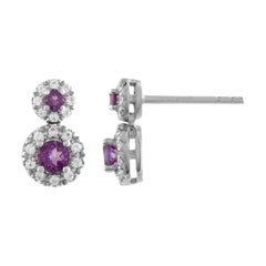 10 Karat White Gold, Amethyst and White Topaz Earrings 10 Karat White Gold, Amethyst and White Topaz Earrings
