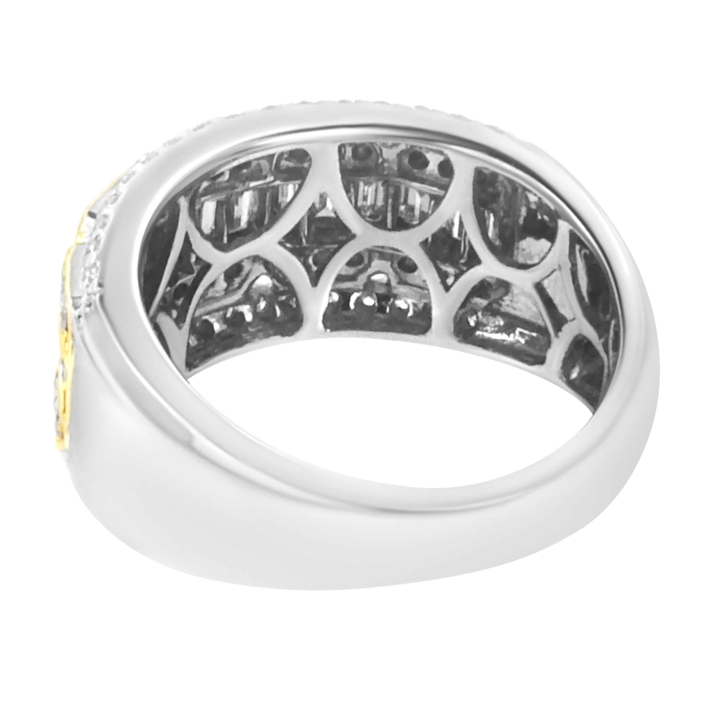 Or blanc et jaune 10K 1.00 Cttw Diamond Art Deco Multi-Row Ring Band Neuf - En vente à New York, NY