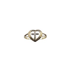 10K White and Yellow Gold Heart Cross Ring Size 7 #23087