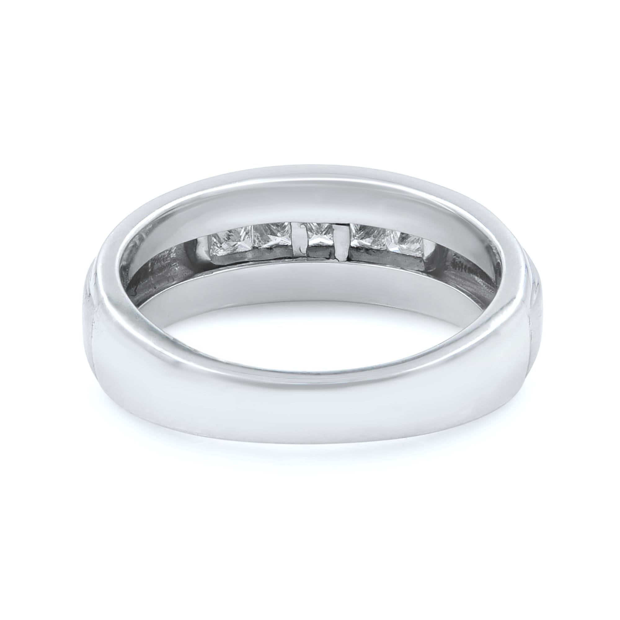 Modern Princess Cut Mens Diamond Wedding Band Ring 10k White Gold 0.40 Cttw Size 10