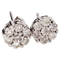 10K White Gold 0.56 Carat Diamond Floret Stud Earrings