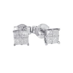 10K White Gold 0.60 Carat Diamond Stud Earrings