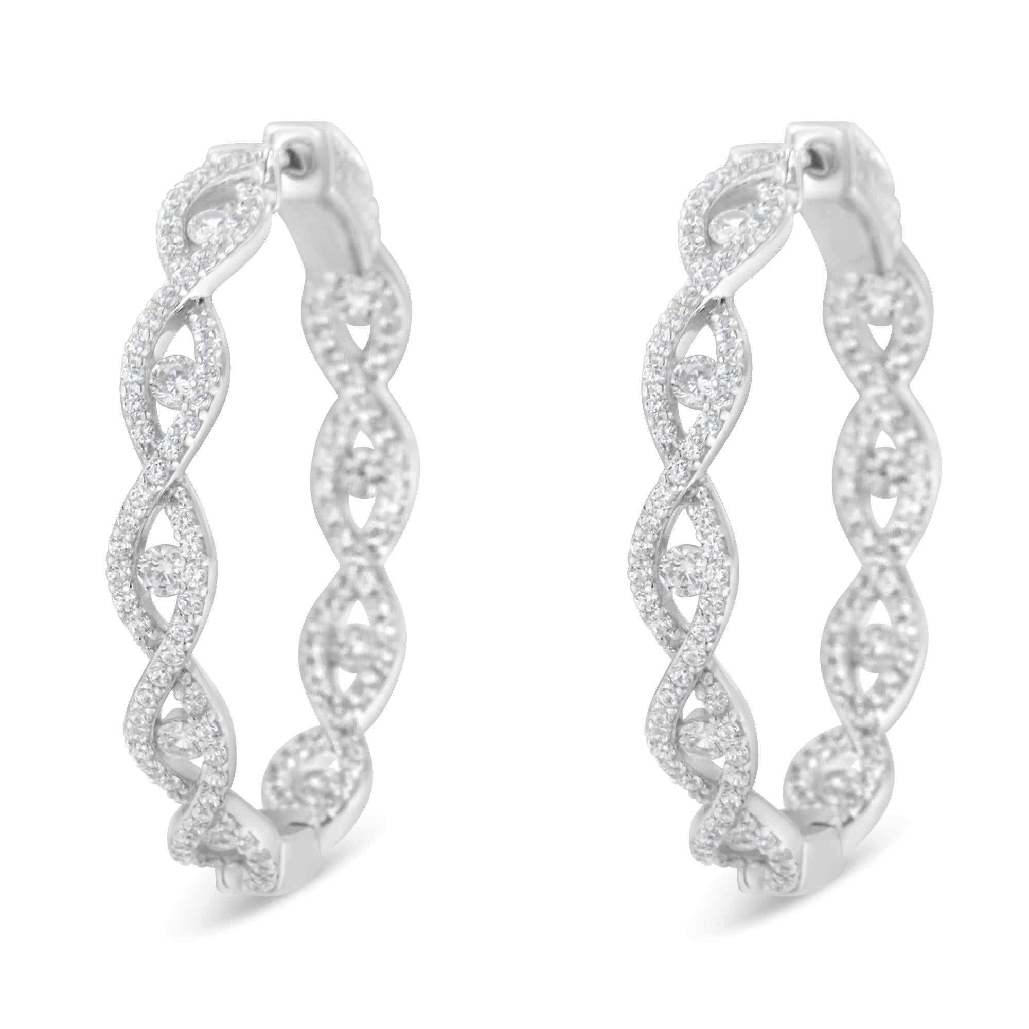 diamond twist hoop earrings