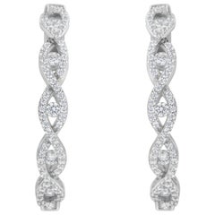 10K Weißgold 1 1/2 Karat Diamant-Ohrringe mit gedrehten Creolen