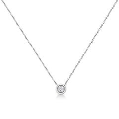 Halskette mit Anhänger, 10 Karat Weißgold 1/10 Karat Diamant-Lünette mit Lünette
