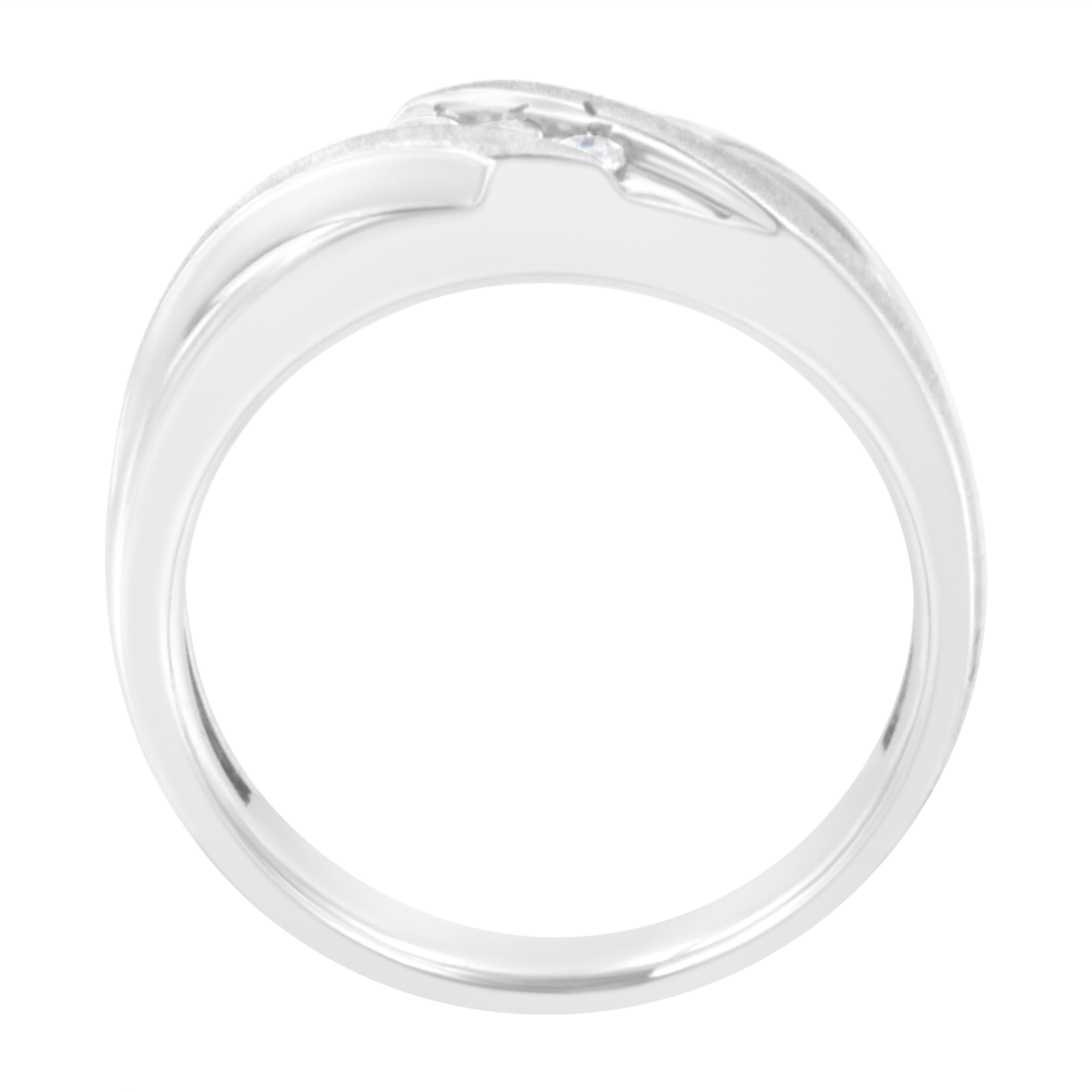 10K Weißgold 1/10 Karat Diamant Herren-Hochzeitsring mit drei Steinen und Diamanten () 5