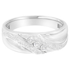 10K Weißgold 1/10 Karat Diamant Herren-Hochzeitsring mit drei Steinen und Diamanten