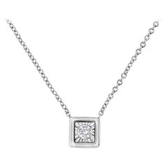 10K White Gold 1/10 Carat Diamond Quad Pendant Necklace