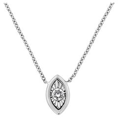 10K White Gold 1/10 Carat Miracle Set Diamond Marquise 18" Pendant Necklace
