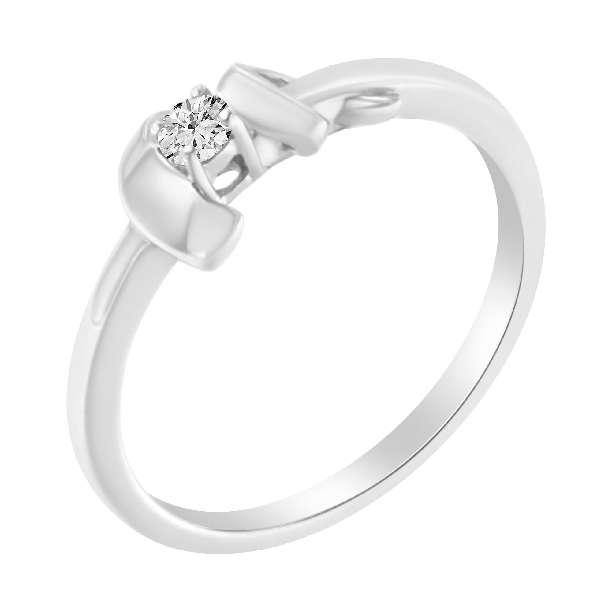 10K Weißgold 1/10 Cttw Diamant Versprechen Ring (Moderne) im Angebot