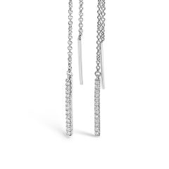 10K White Gold 1/10 Cttw Diamond Threader Earrings