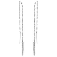 10K White Gold 1/10 Cttw Diamond Threader Earrings