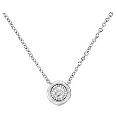 10k Weißgold 1/10ct TDW Diamant-Lünette-Anhänger-Halskette 'H-I, SI2-I1'